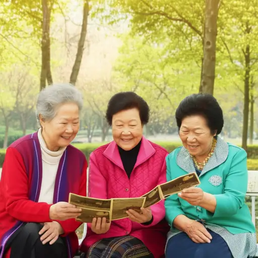 这些奶奶们正在分享她们的老照片。