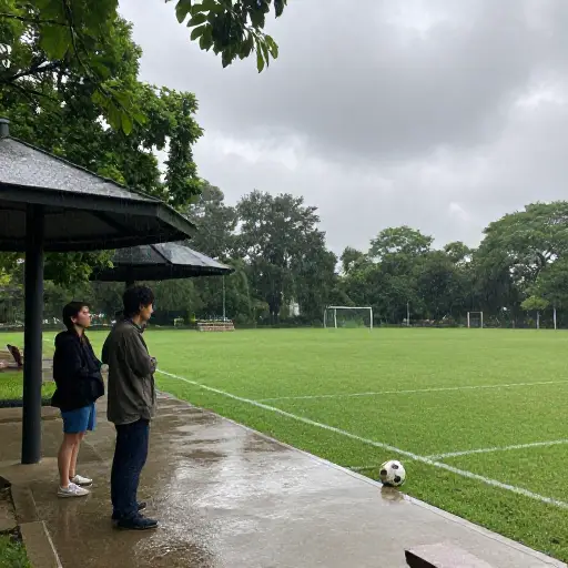 太可惜了，下雨了，我们没法踢球。