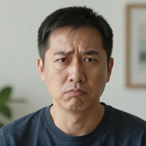 他抬起眉毛，对我的解释表示怀疑。
