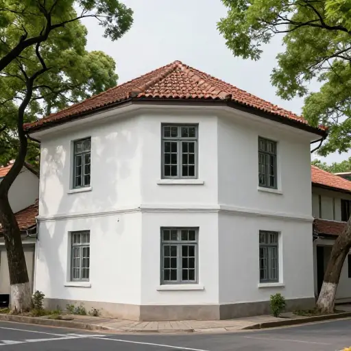 这座建筑保留了殖民时期的建筑风格。