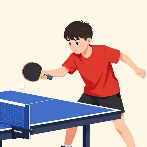 他打乒乓球。