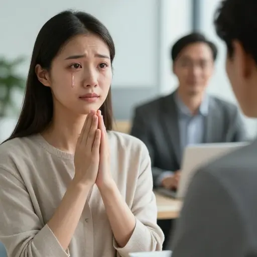 她含泪请求再给一次机会，得到了同情。