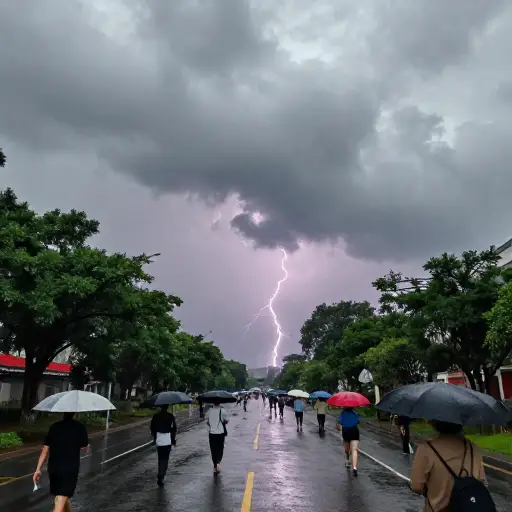 天气预报警告周末将有暴雨。