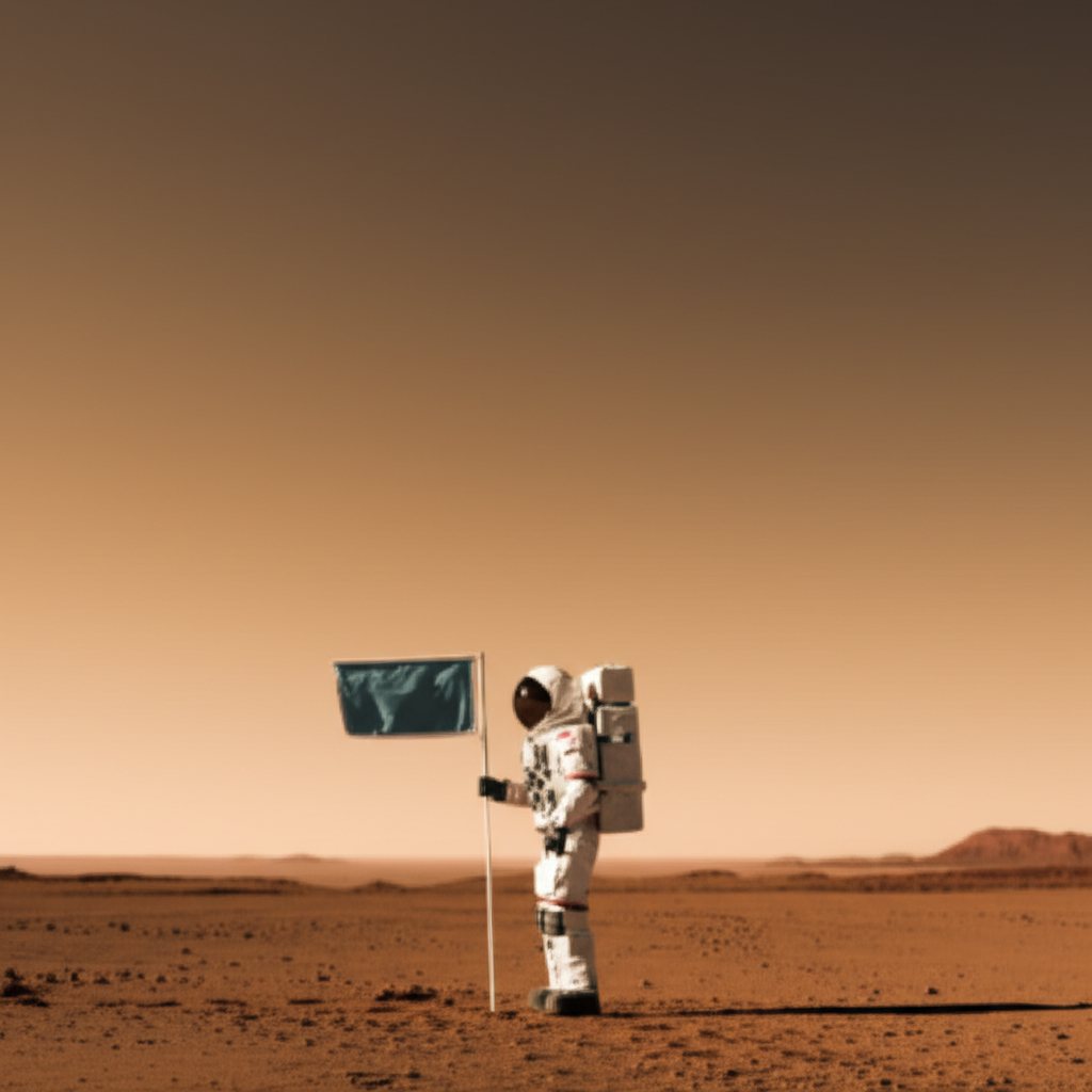 这面旗帜代表着人类对火星的征服。
