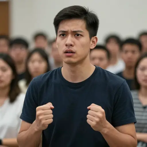 他鼓起勇气说话。
