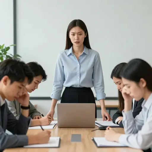 她严厉地对下属说话，打击了他们的士气。