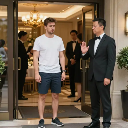 在正式的商务会议上穿短裤是不被社会接受的。