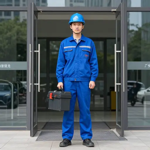 他假扮成电工以进入大楼。
