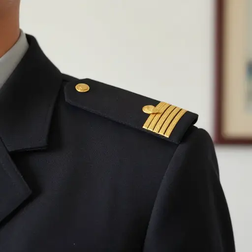 军官制服上的金色肩章显示了他的军衔。