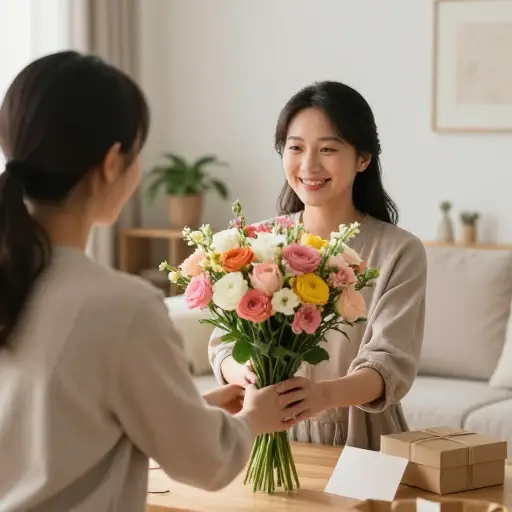 我们给妈妈送了些花。