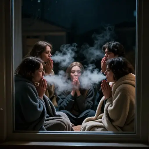 停电时，我们在没有暖气的房子里开始感到非常冷。