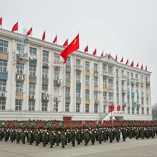 士兵们住在军营里，那里有严格的纪律。