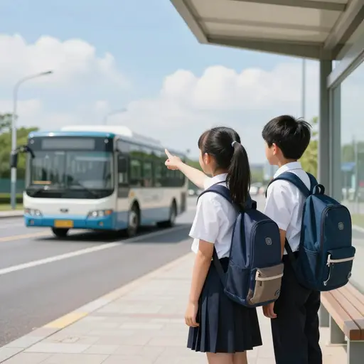 他们是乘公交车还是步行？