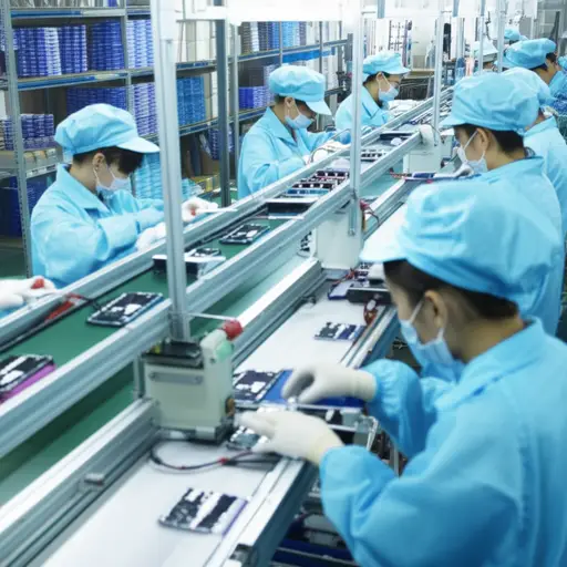 这家工厂每天生产数千部手机。
