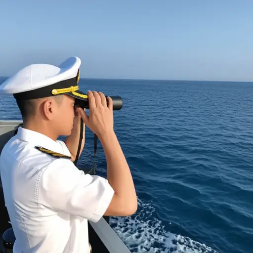 这位海军上尉负责指挥一艘小型巡逻艇。