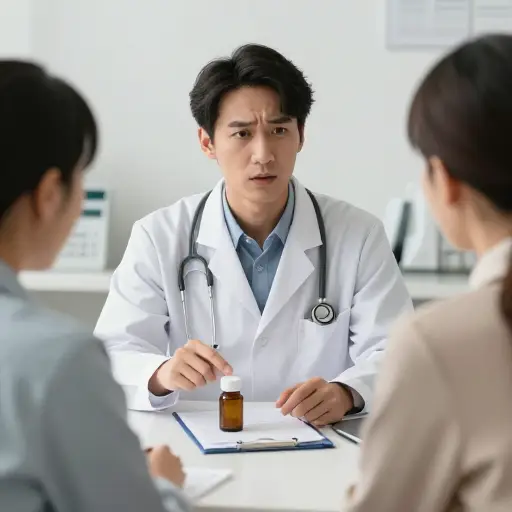 医生警告病人要坚持服药以防止疾病复发。