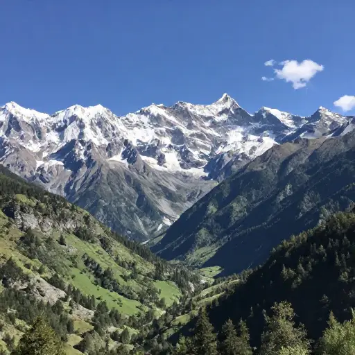 高耸的山脉构成了山谷令人叹为观止的背景。