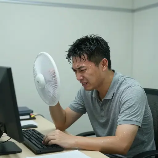 这间没有窗户的办公室在夏天简直令人难以忍受。