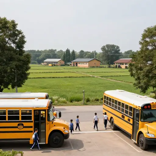这所学校的很多孩子不住在镇上，而是从周围的乡村来的。