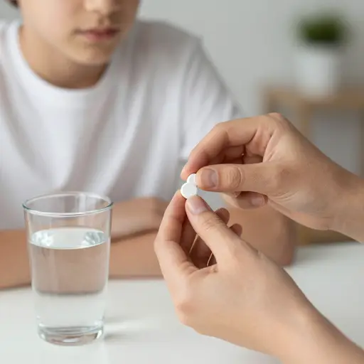 用水服下这片药。