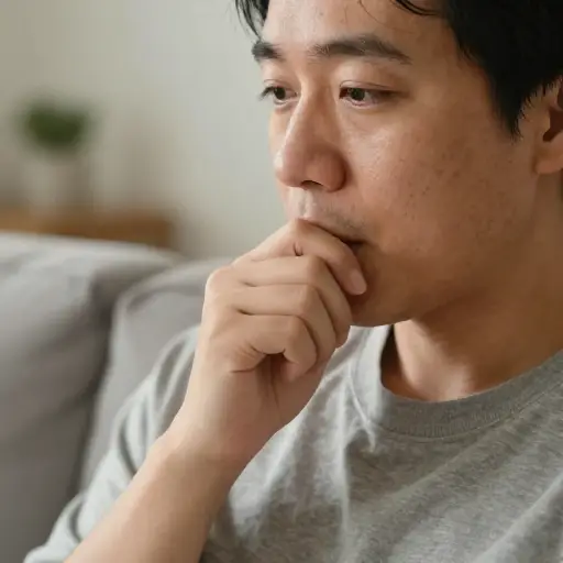 有些人无意识地吮吸拇指，这是从小养成的习惯。
