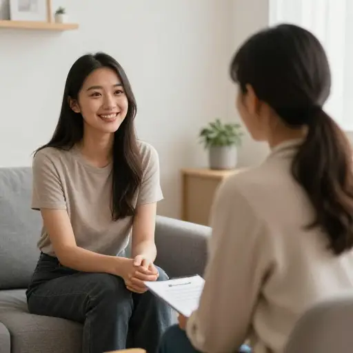 她决定去见一位咨询师，谈谈她的焦虑问题。