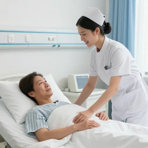 护士对病人的温柔关怀确实令人感动。