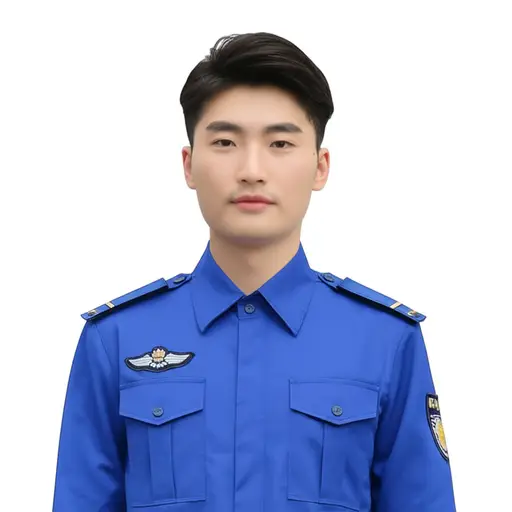 我哥哥的制服是蓝色的。