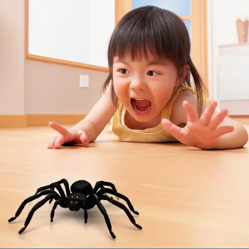 小女孩看到蜘蛛时吓得尖叫起来。