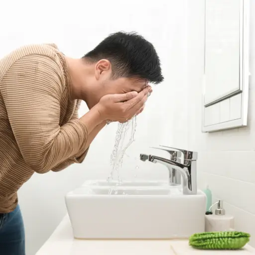 他往脸上泼了些水让自己清醒一下。