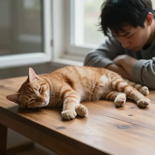 他的猫昨天去世了。