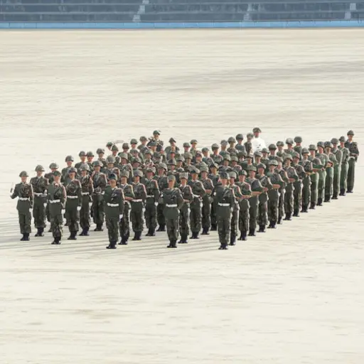 士兵们以整齐的间隔站立。