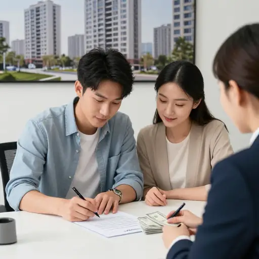 我们得为那套公寓付一笔定金。