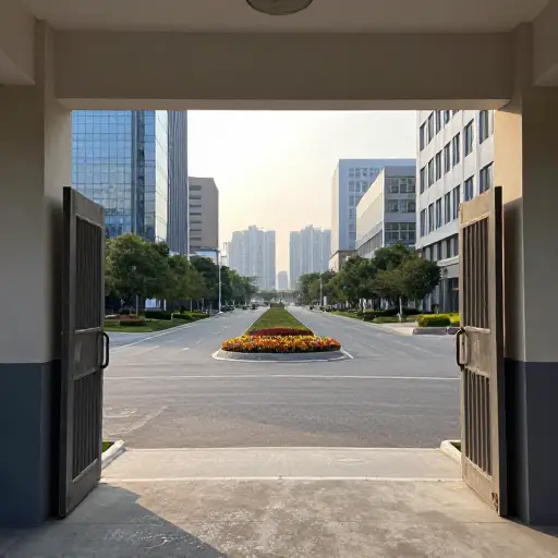 学校离市中心相当近。
