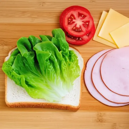 我喜欢在三明治里加生菜叶。