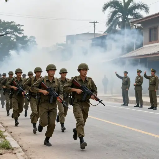 突然，武装民兵的叛乱爆发了，由将军们指挥。
