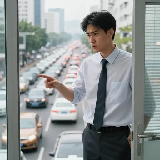 他试图将迟到归咎于交通堵塞，以此为自己辩解。