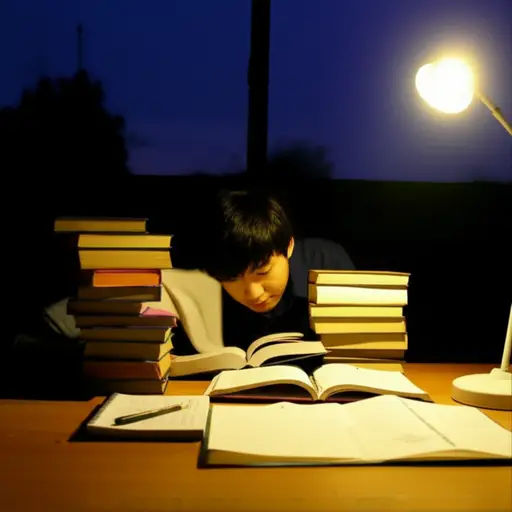 长时间的学习后，他感到非常疲惫。