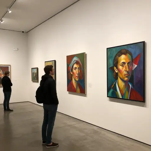 这位艺术家将在市中心的画廊展出他最新的画作。