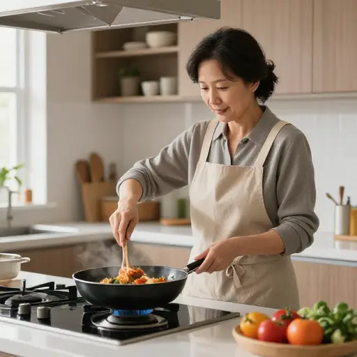我妈妈是那个正在做饭的人。