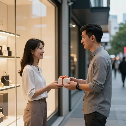 他给她买了一份小小的周年礼物。