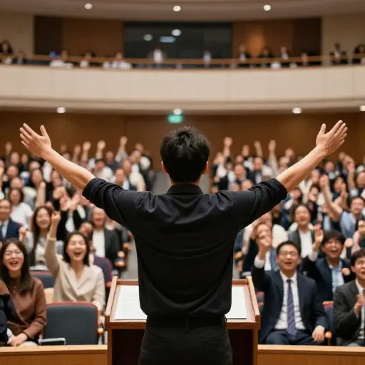 演讲者充满激情的话语在人群中激起了巨大的热情。