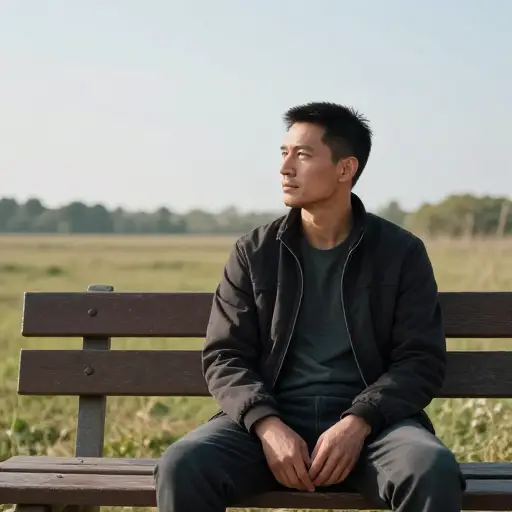 他坐了几个小时，凝视着远方，思绪万千。