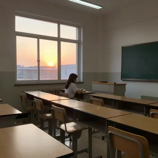 她独自一人在教室里。