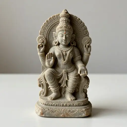 他有一尊小小的印度教神祇石像。