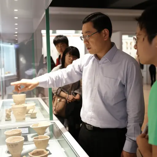 这位历史学家作为展览的解说员，帮助我们理解了这些古老文物的意义。