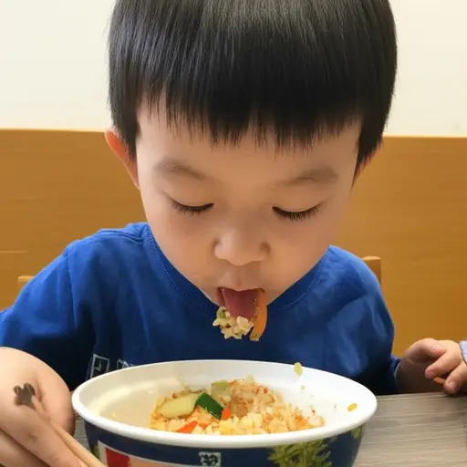 我的弟弟总是吃得太快。