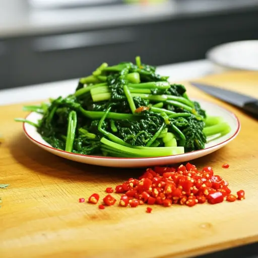 这道菜需要几个切碎的辣椒来增加辣味。