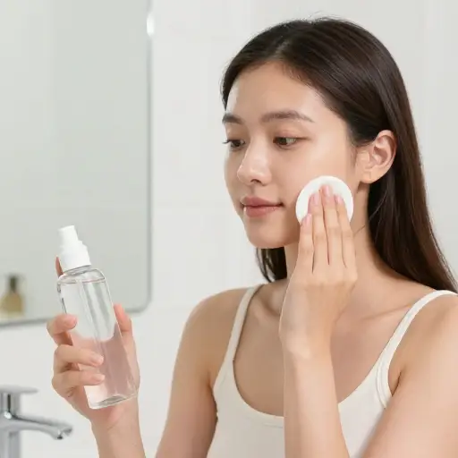 她洗脸后会使用爽肤水。