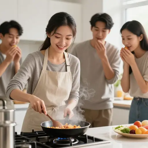 她喜欢给朋友们做饭。